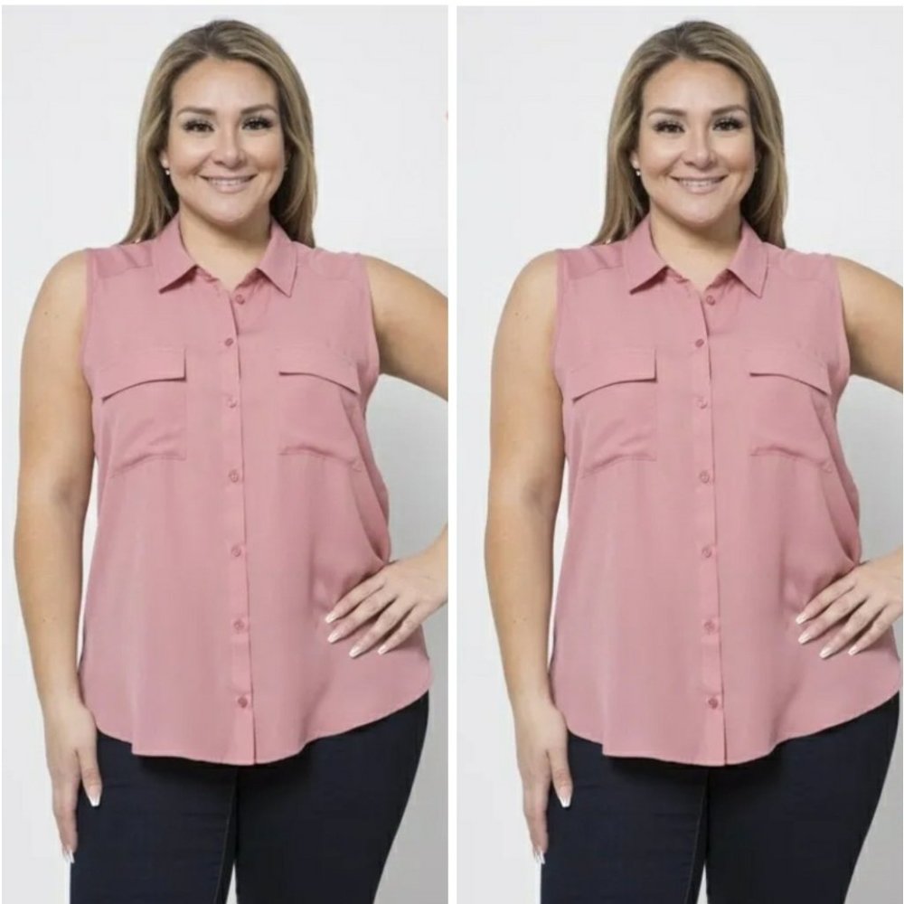 Yellow sleeveless collard button up